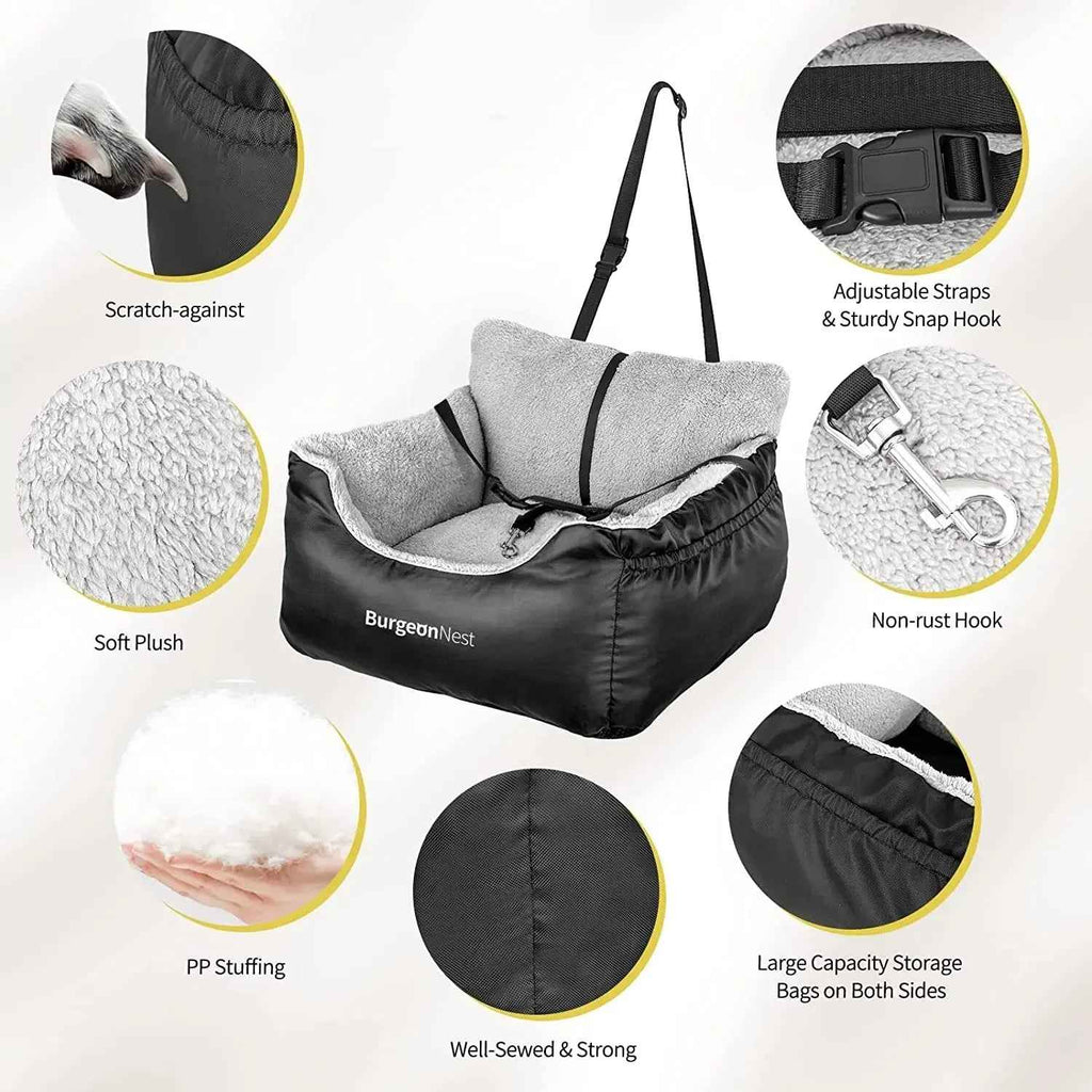 Burgeon Nest pet carrier with features highlighted on a white background