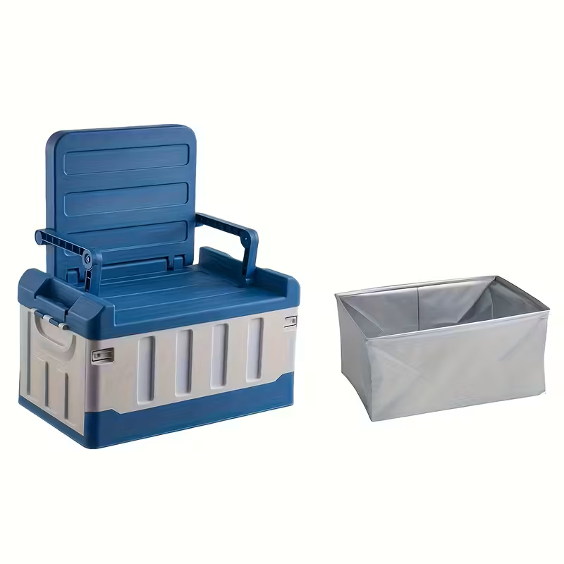Foldable Camping Stool with Backrest and Storage Bag