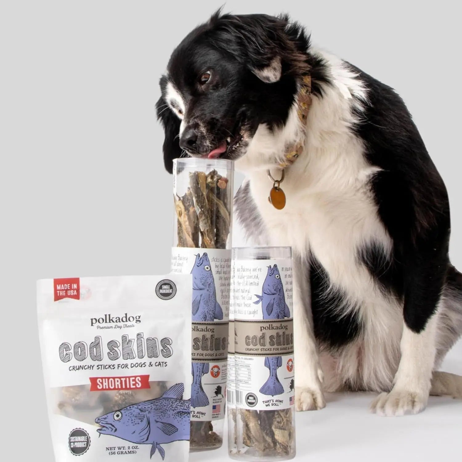 Wild-Caught Cod Skin Dog Treats – Single Ingredient, Grain-Free Omega-3 Chews | Handcrafted in the USA | 4.7 oz