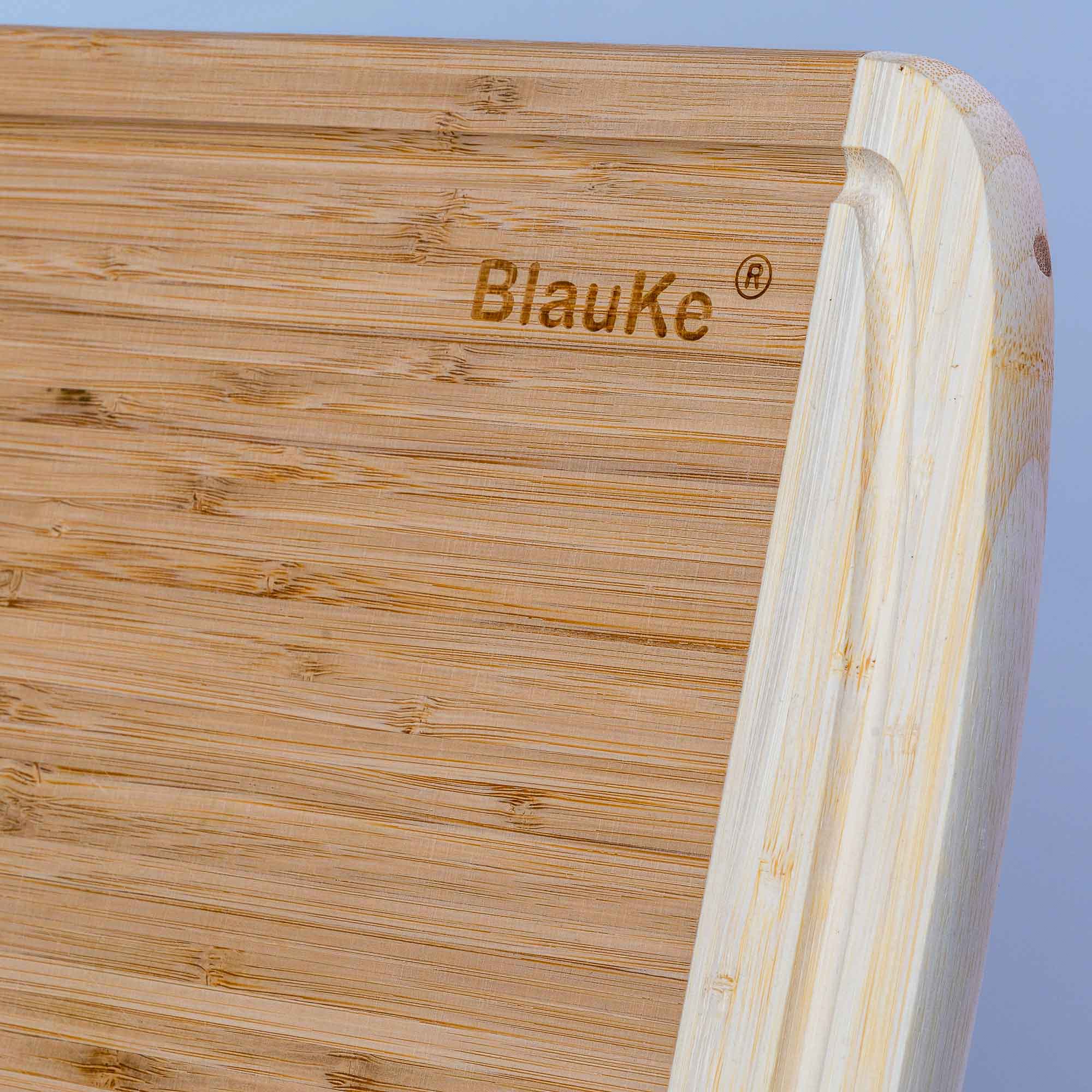 BlauKe Large Bamboo Cutting Board for Kitchen – 14x11" with Juice Groove & Non-Slip Feet