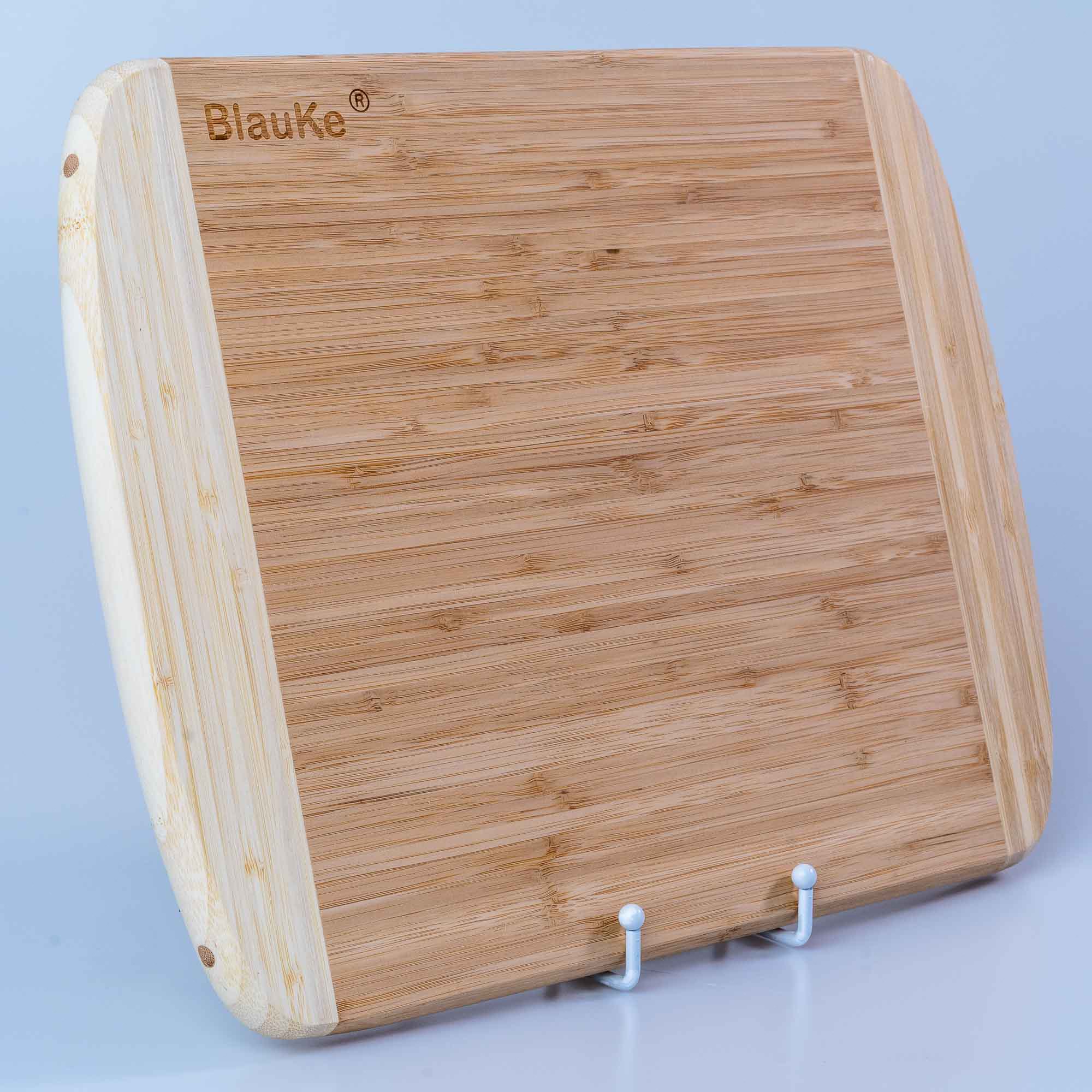 BlauKe Large Bamboo Cutting Board for Kitchen – 14x11" with Juice Groove & Non-Slip Feet
