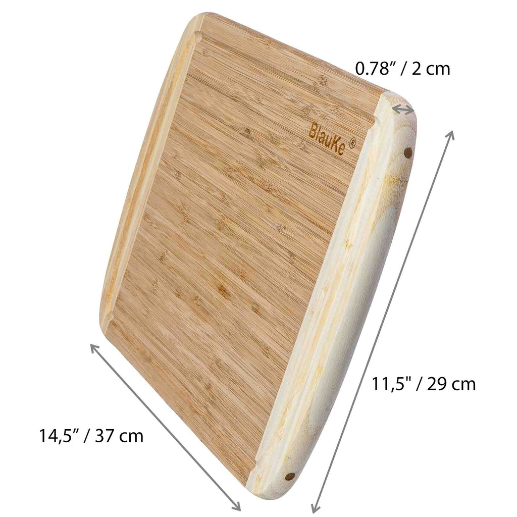 BlauKe Large Bamboo Cutting Board for Kitchen – 14x11" with Juice Groove & Non-Slip Feet