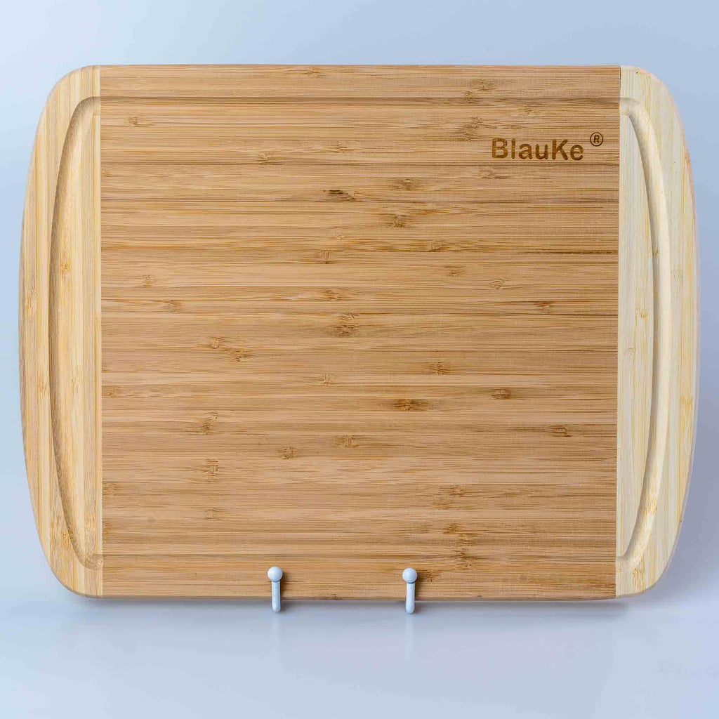 BlauKe Large Bamboo Cutting Board for Kitchen – 14x11" with Juice Groove & Non-Slip Feet