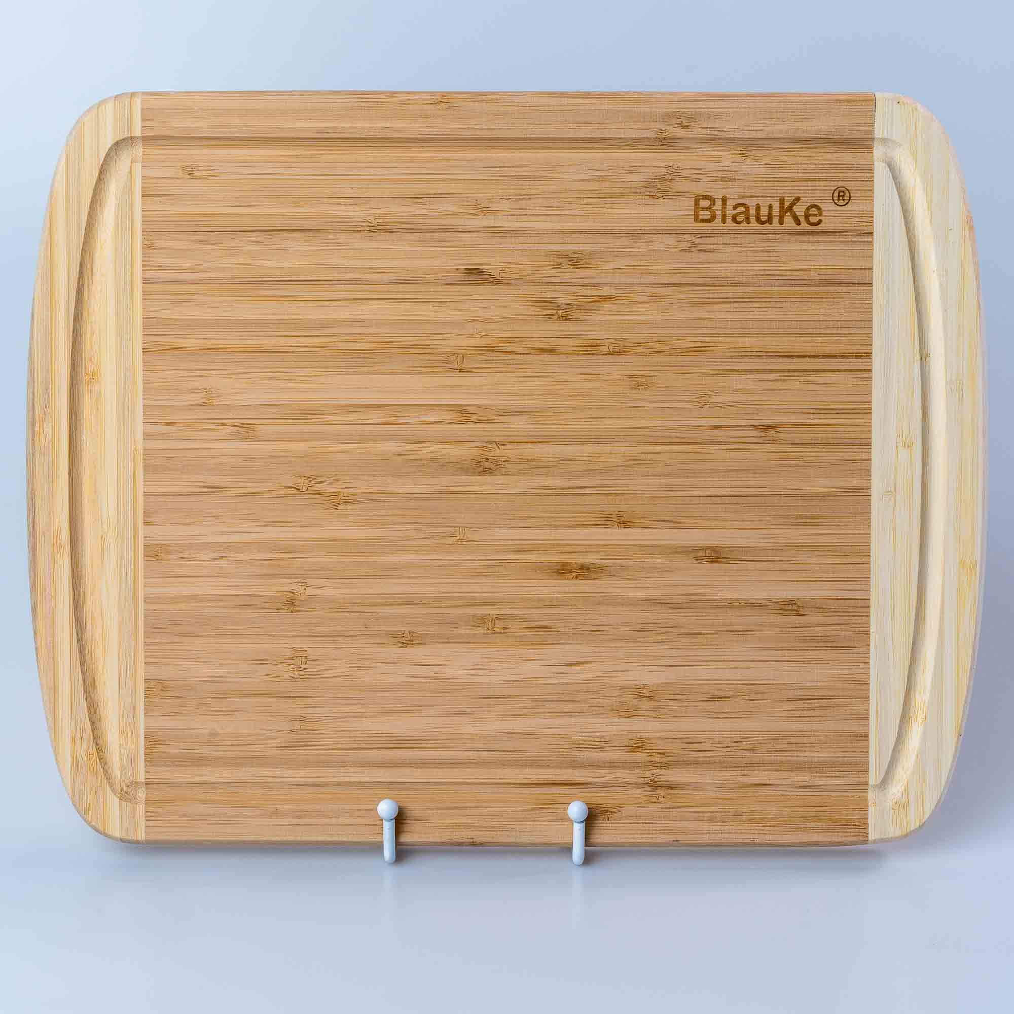 BlauKe Large Bamboo Cutting Board for Kitchen – 14x11" with Juice Groove & Non-Slip Feet
