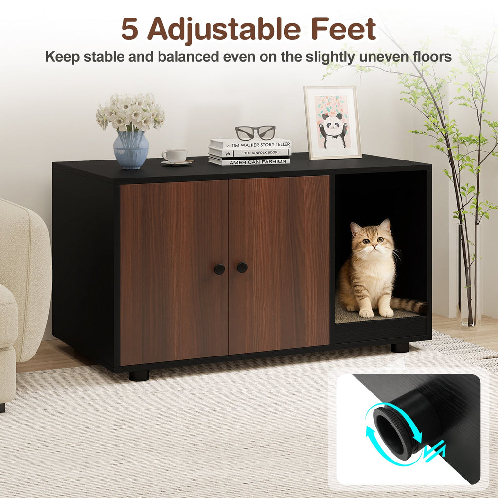 Cat Litter Box Enclosure Bench with Cushion Top