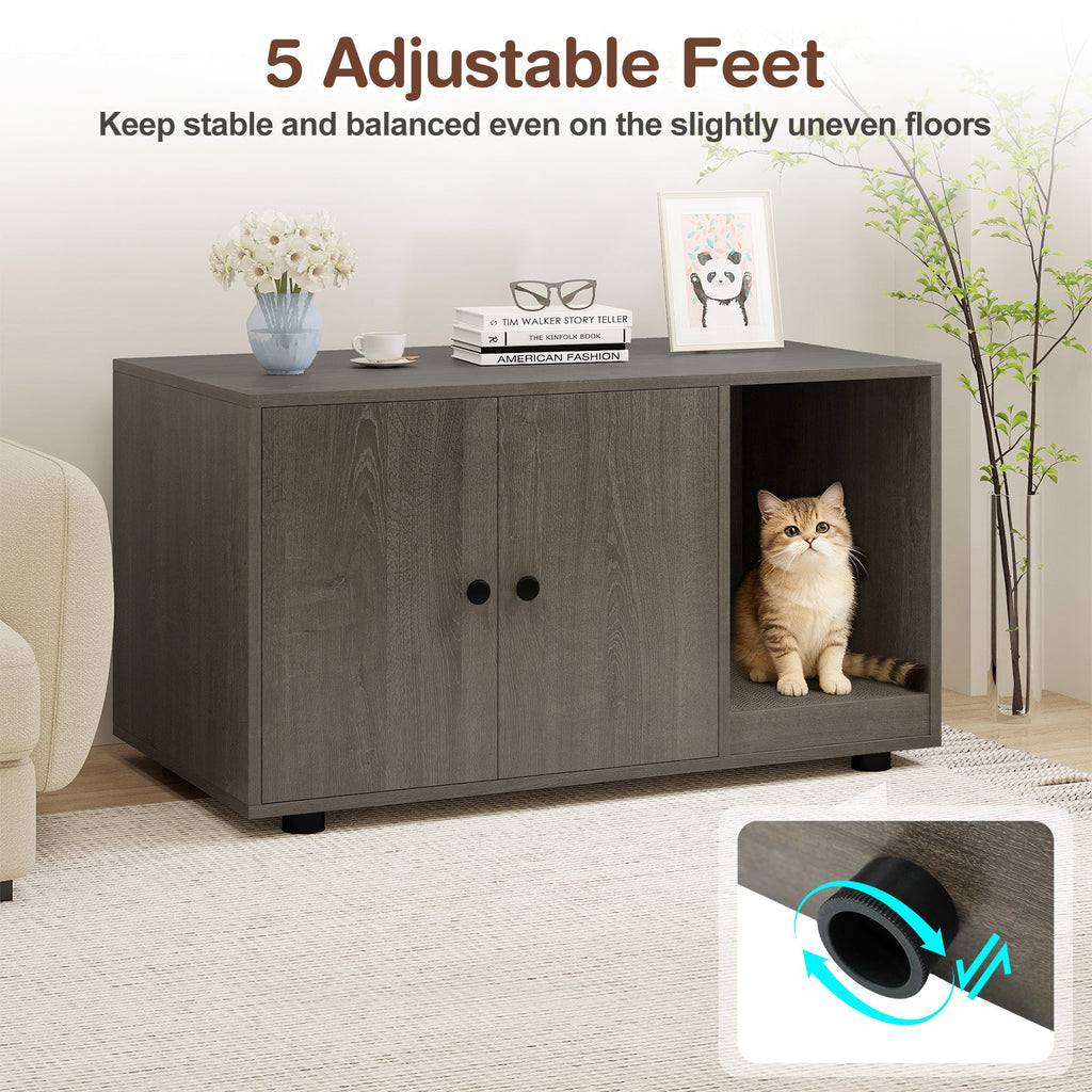 Cat Litter Box Enclosure Bench with Cushion Top
