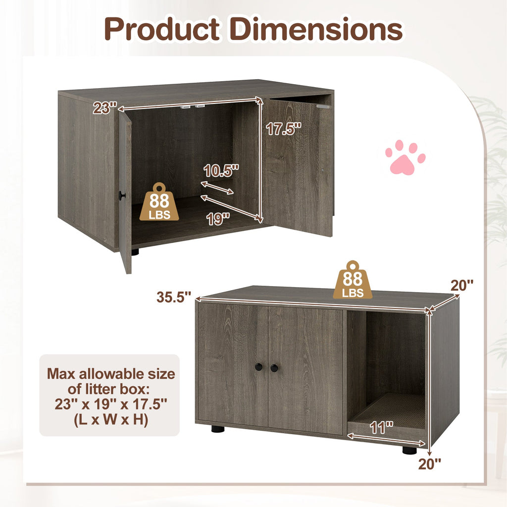 Cat Litter Box Enclosure Bench with Cushion Top