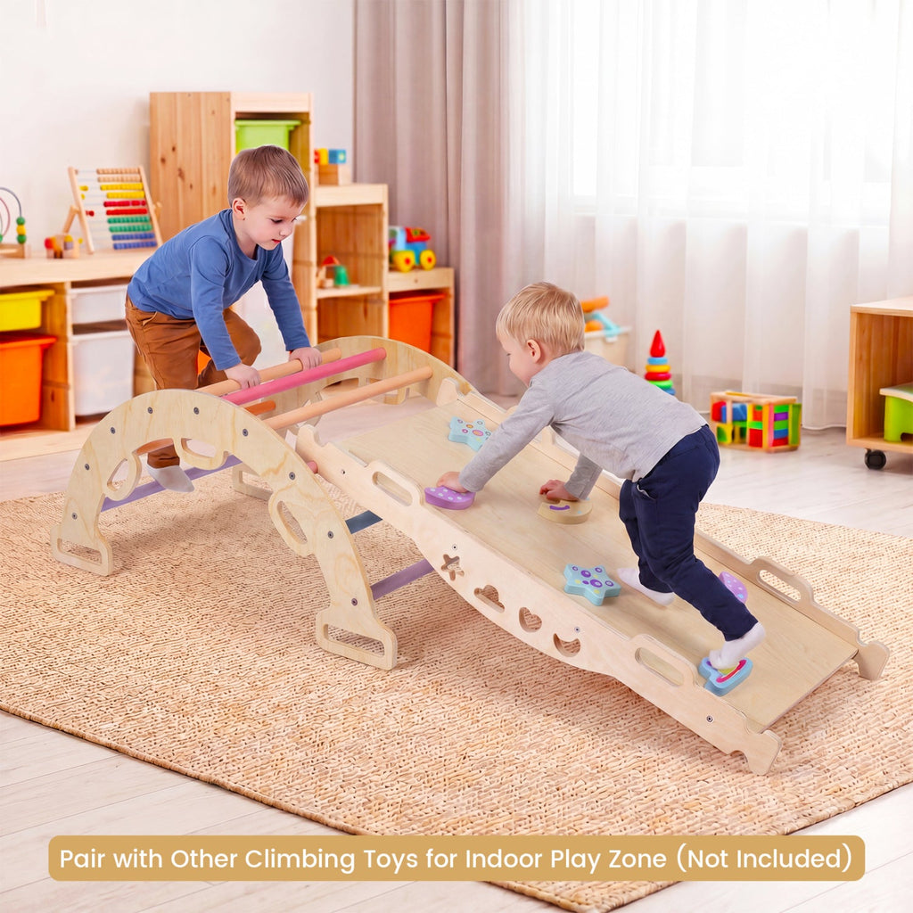 3-in-1 Montessori Wooden Climbing Arch with Cushion