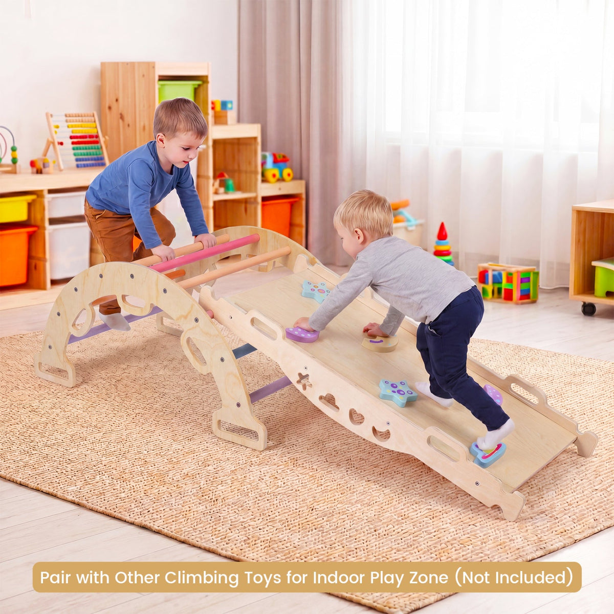 3-in-1 Montessori Wooden Climbing Arch with Cushion