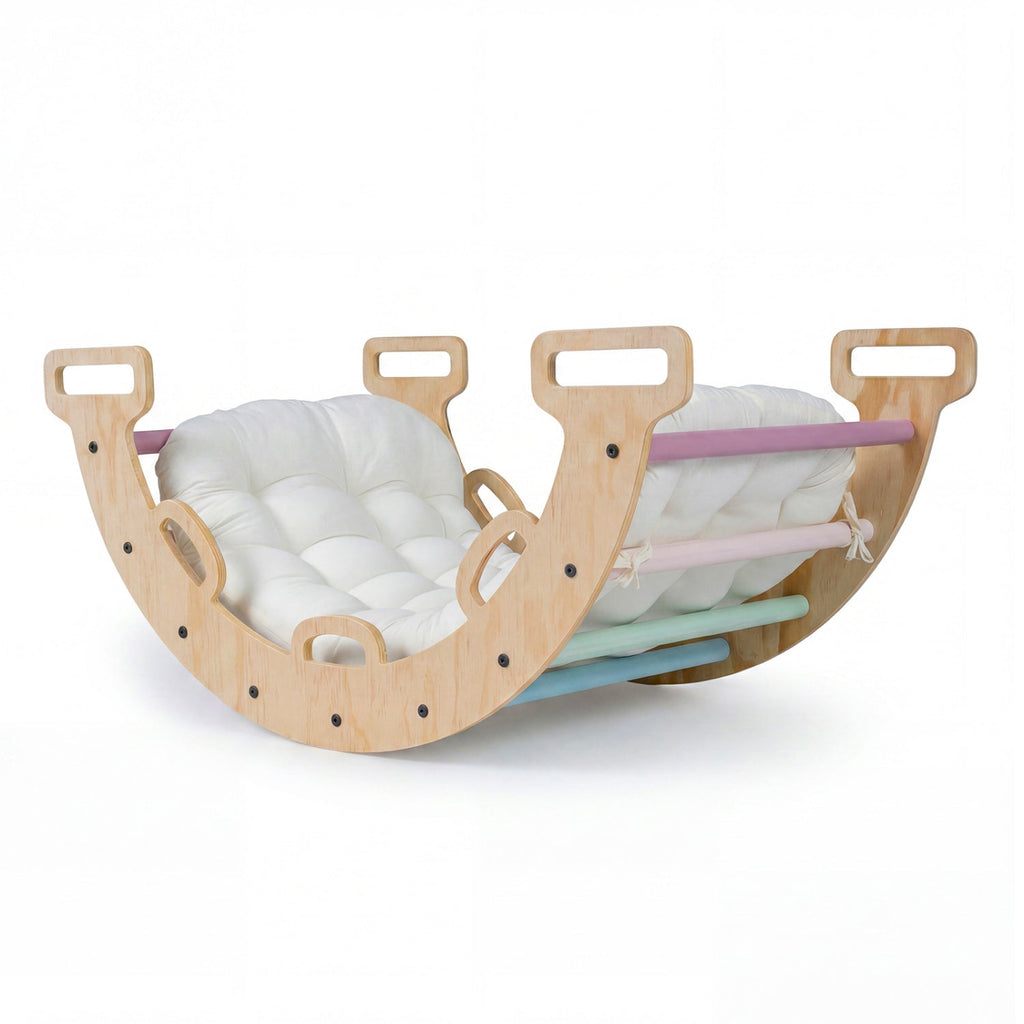 3-in-1 Montessori Wooden Climbing Arch with Cushion