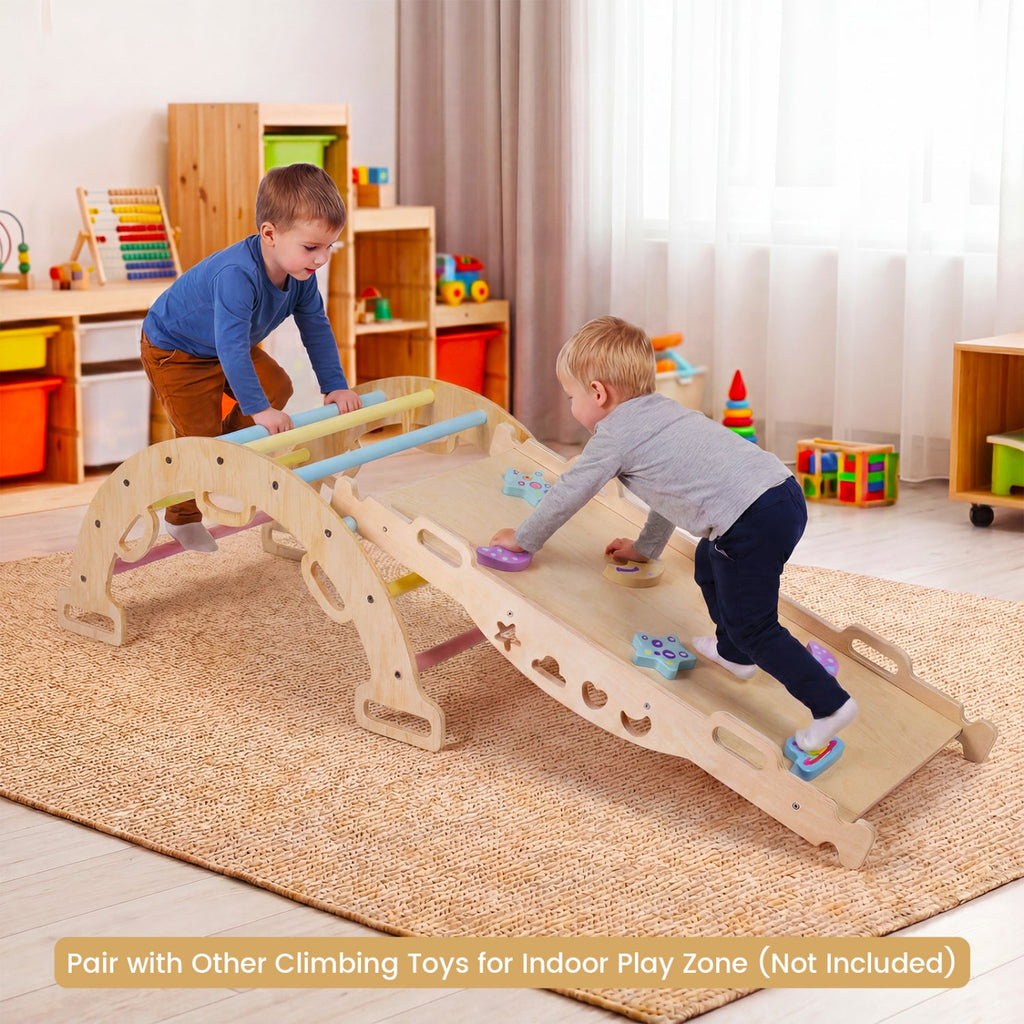 3-in-1 Montessori Wooden Climbing Arch with Cushion