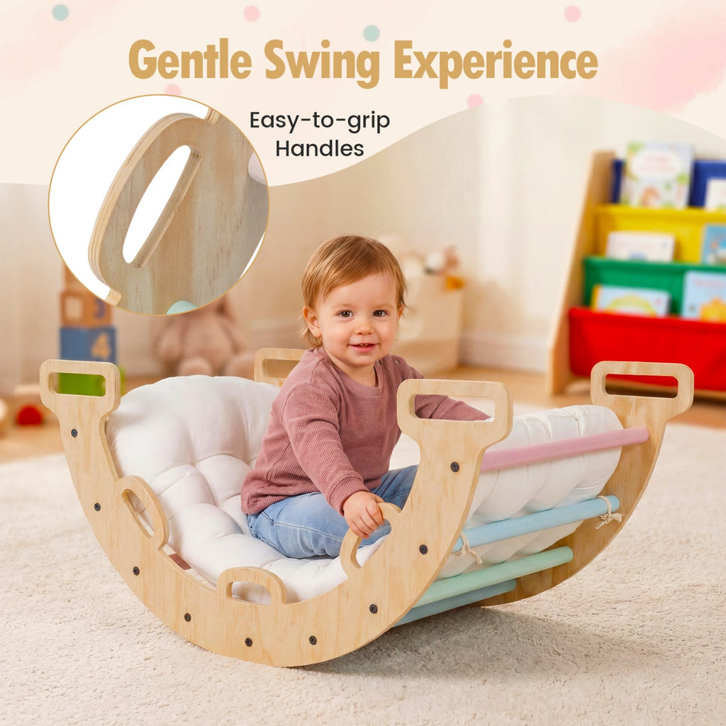 3-in-1 Montessori Wooden Climbing Arch with Cushion