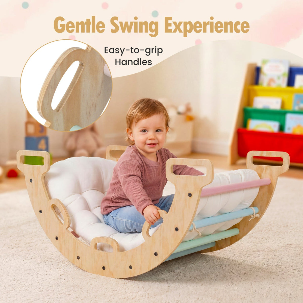 3-in-1 Montessori Wooden Climbing Arch with Cushion