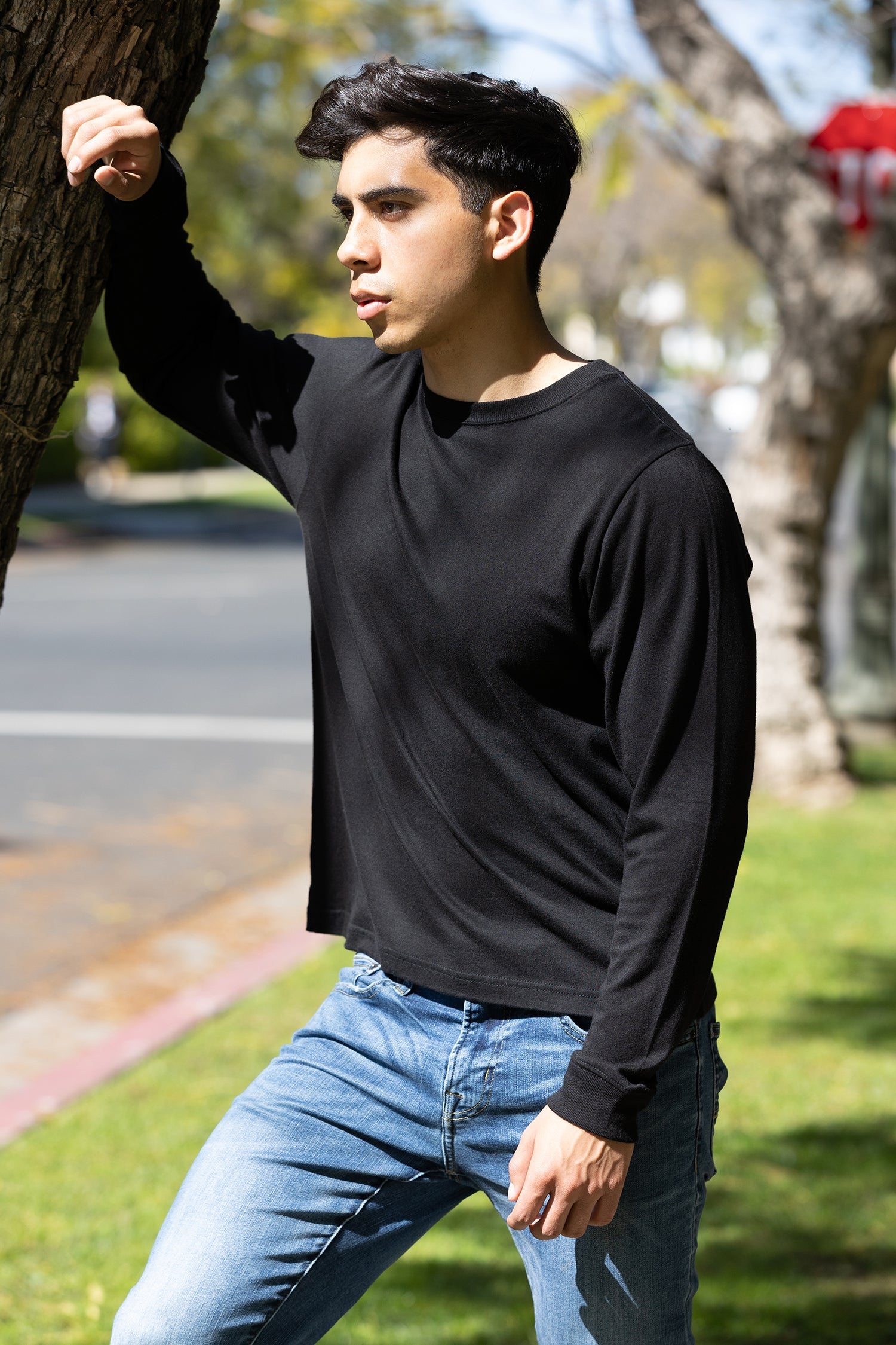 Spun Bamboo Men's Bamboo Viscose & Organic Cotton Long Sleeve Crew Neck T-Shirt