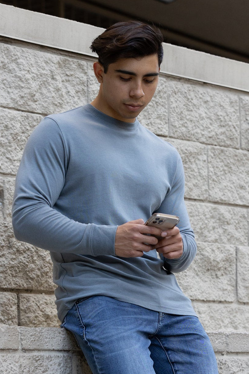 Spun Bamboo Men's Bamboo Viscose & Organic Cotton Long Sleeve Crew Neck T-Shirt