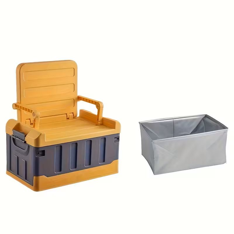 Foldable Camping Stool with Backrest and Storage Bag