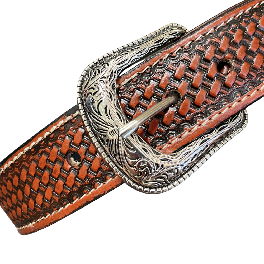 Hand-Tooled Western Leather Belt