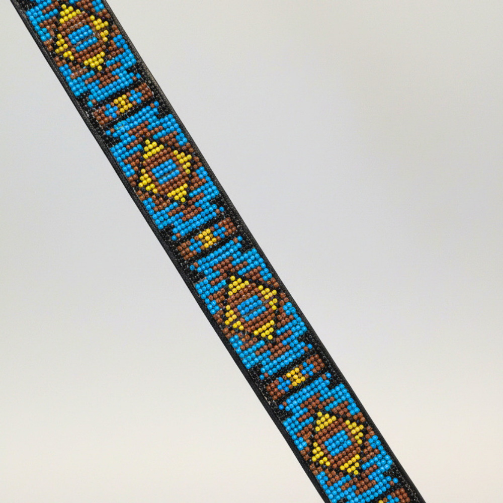 Hand-Tooled Leather Western Belt – Turquoise Aztec Diamond, Handcrafted in Mexico