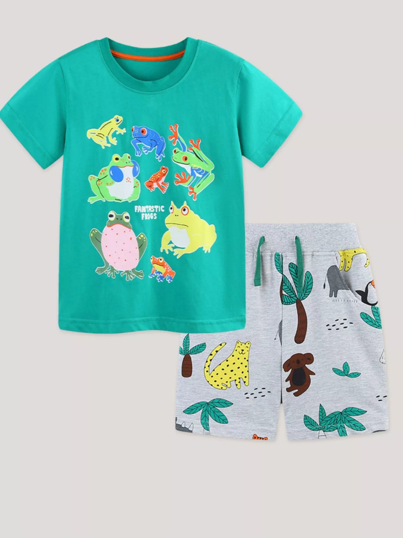 Kids' Frog Print Tee and Shorts Set