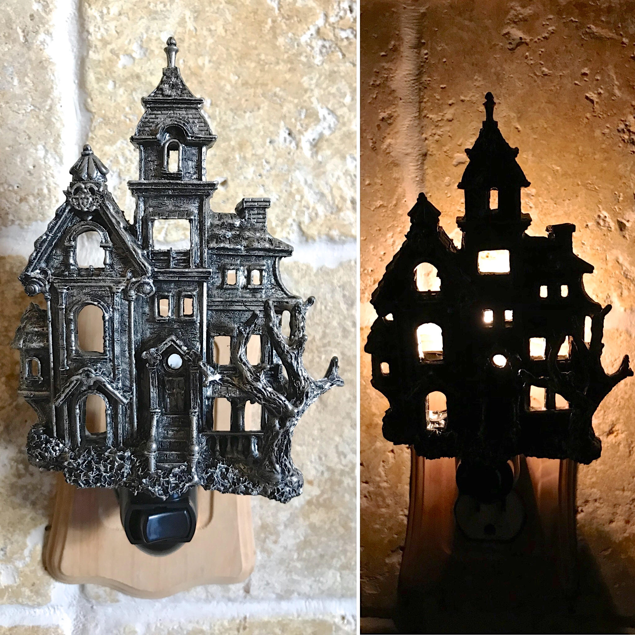 Haunted Mansion Night Light – Hand-Painted Resin Victorian Gothic Sculpture | Plug-In