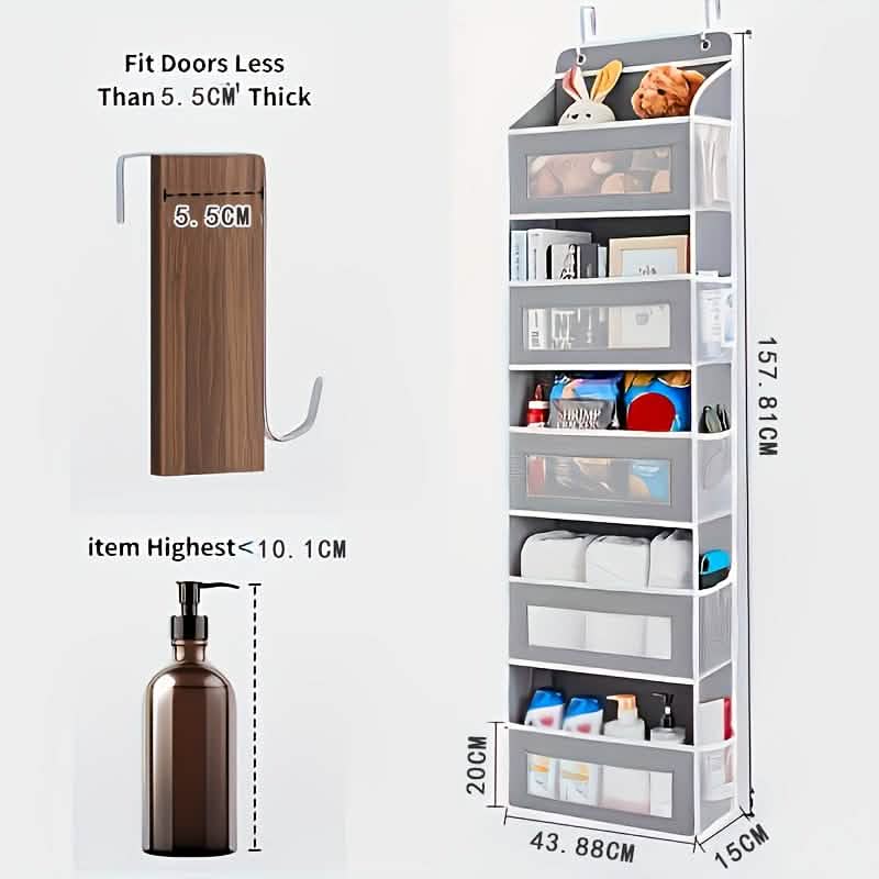 5-Tier Over-the-Door Storage Organizer — Foldable Fabric Pocket Caddy