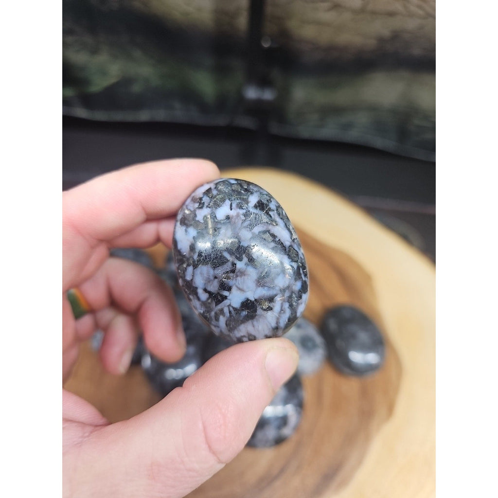 Polychrome Merlinite Gabbro Palm Stones — 5-Piece Set