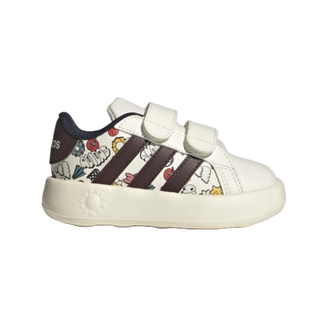 adidas Kids Grand Court 2.0 CF I Sneaker - White / Multicolor Doodle Print (JR5152)
