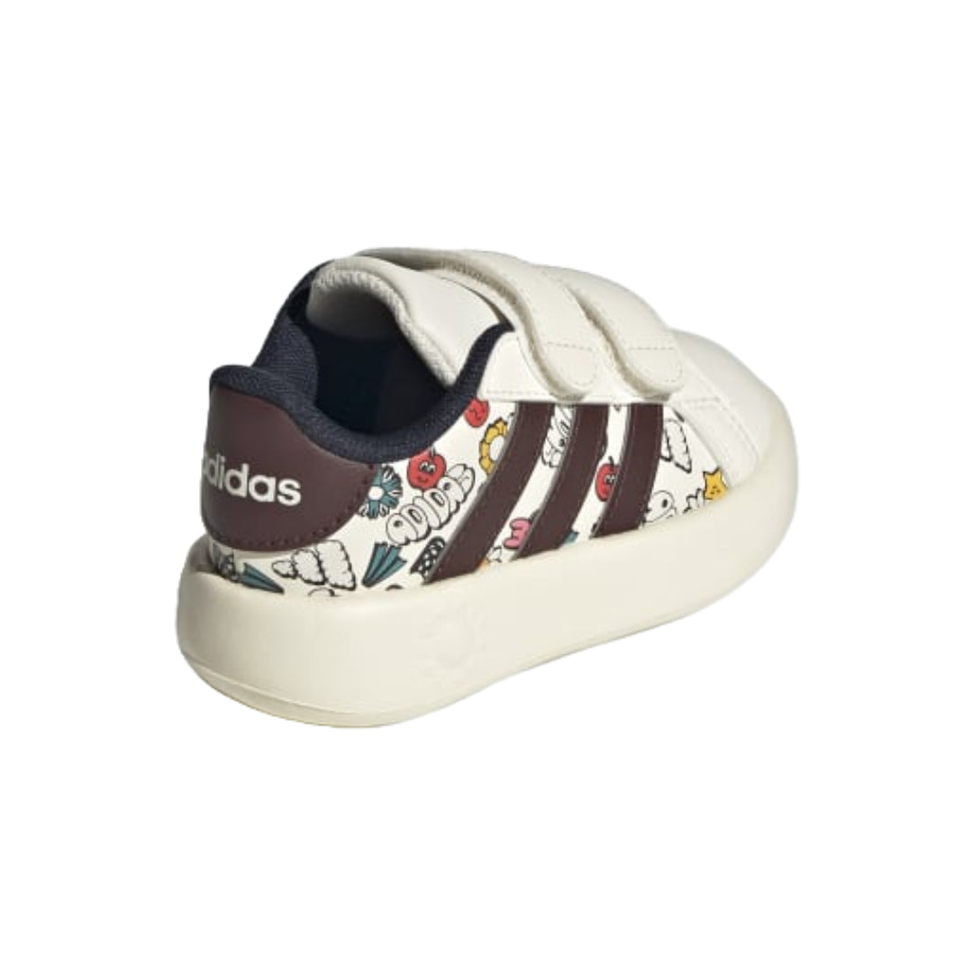adidas Kids Grand Court 2.0 CF I Sneaker - White / Multicolor Doodle Print (JR5152)