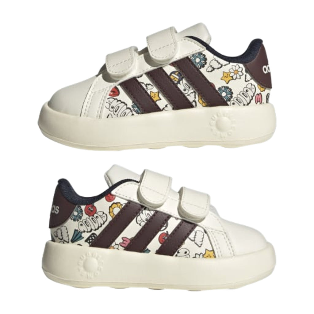 adidas Kids Grand Court 2.0 CF I Sneaker - White / Multicolor Doodle Print (JR5152)