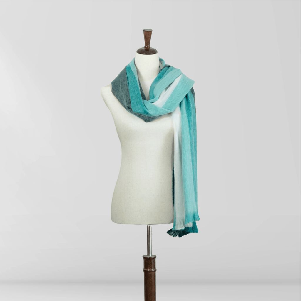 Aquamarine Alpaca Wool Shawl