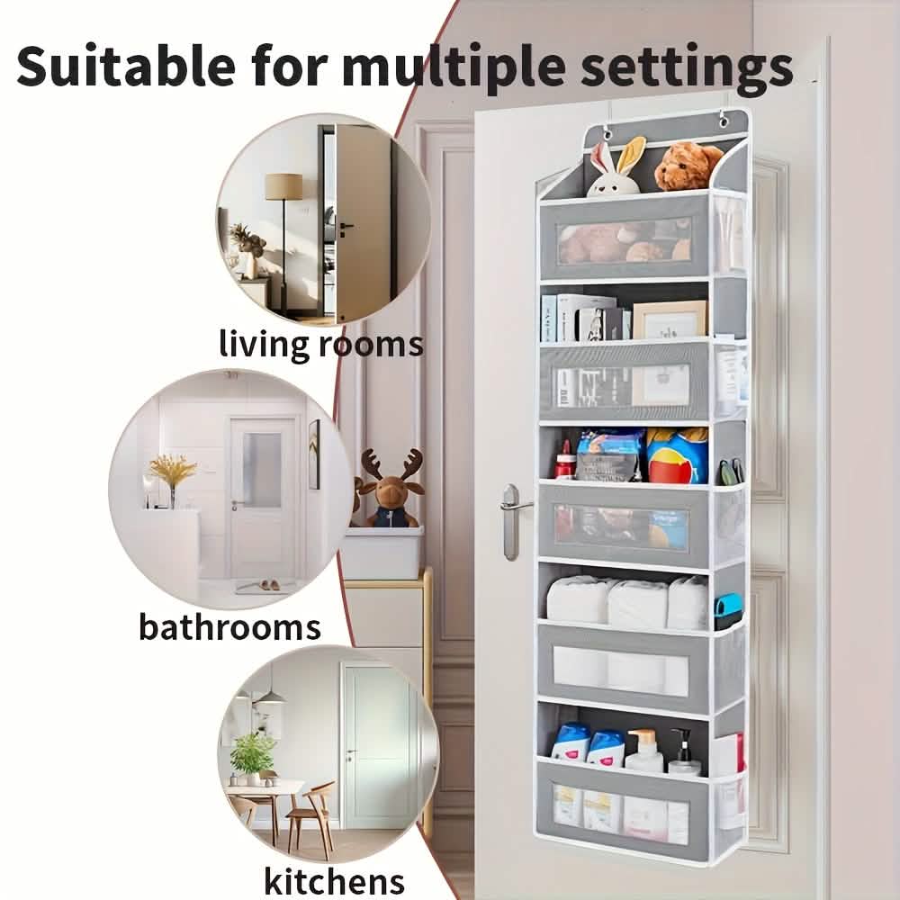 5-Tier Over-the-Door Storage Organizer — Foldable Fabric Pocket Caddy