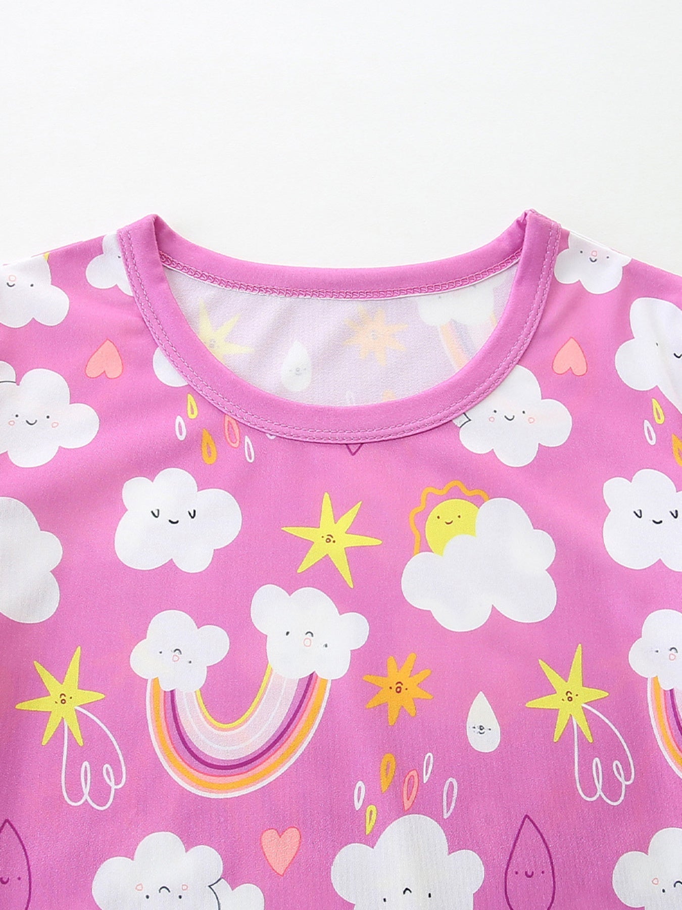 Kids' Rainbow Cloud Print Tee and Shorts Set
