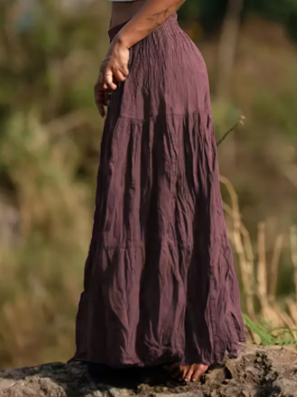 Ruched Tiered Maxi Skirt