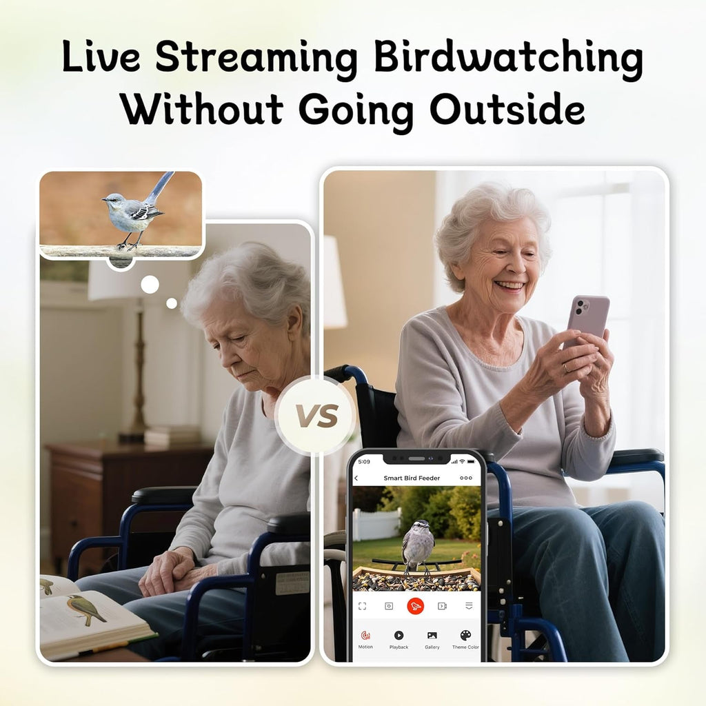 Smart Bird Feeder with 1080P HD WiFi Camera – AI Species Recognition, Night Vision & Motion Alerts