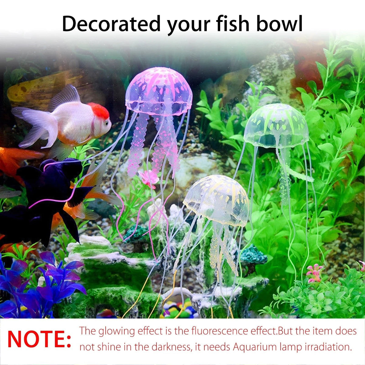 4-Pack Glowing Silicone Jellyfish Aquarium Decorations