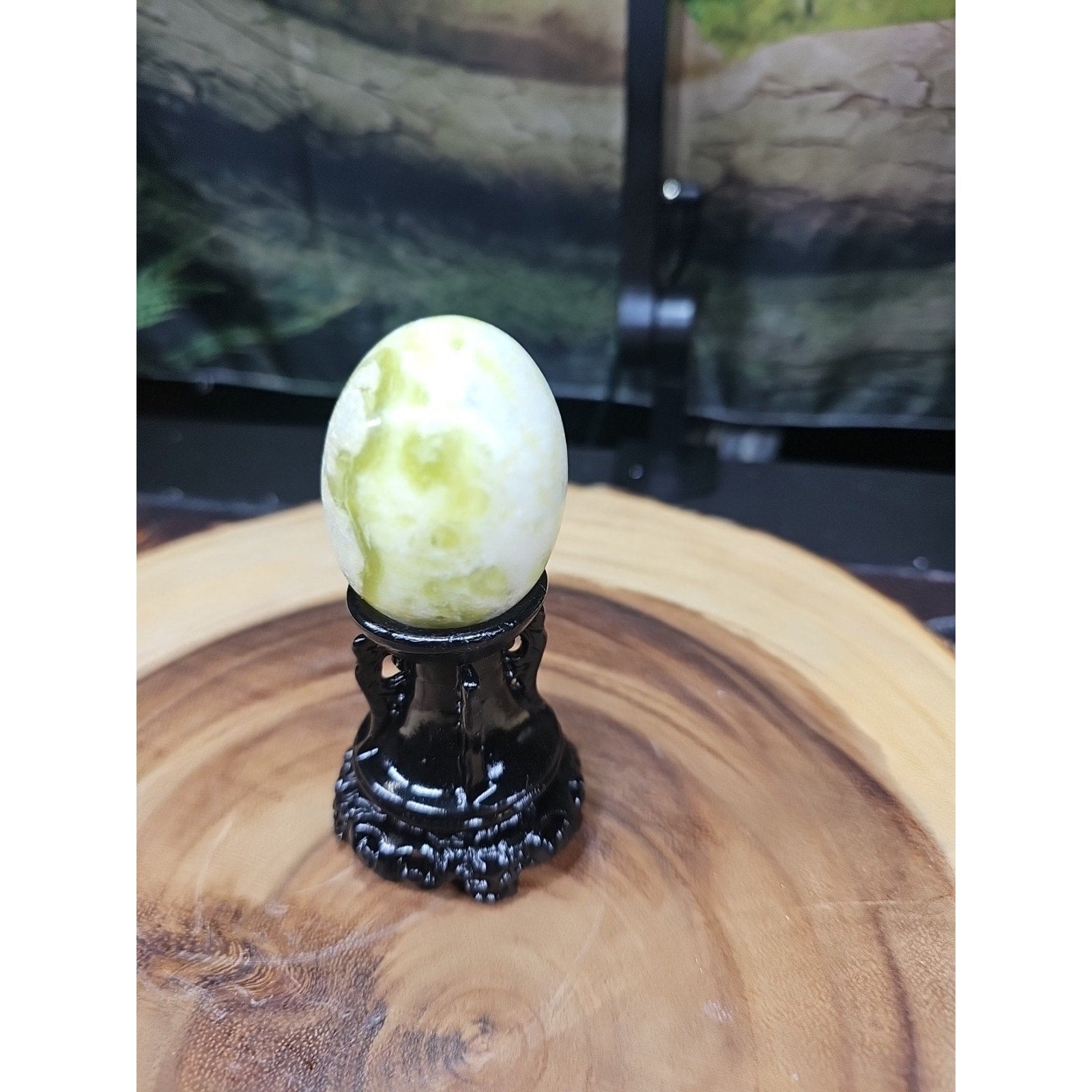 Lantian Jade Crystal Egg with Stand | Natural Polished Stone from China