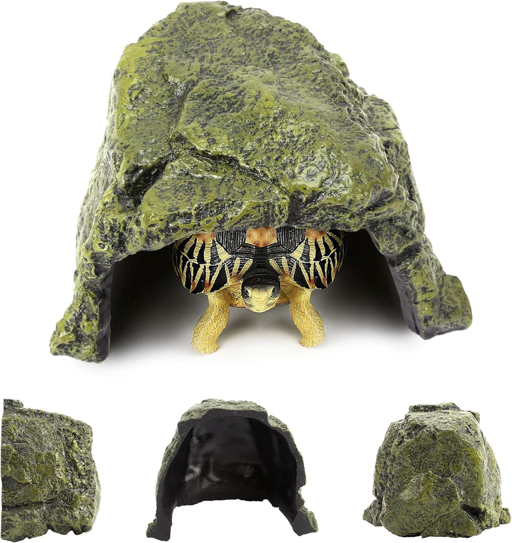 Reptile Rock Hide Cave – Natural Resin Hideout for Lizards, Geckos, Turtles, Frogs & Fish