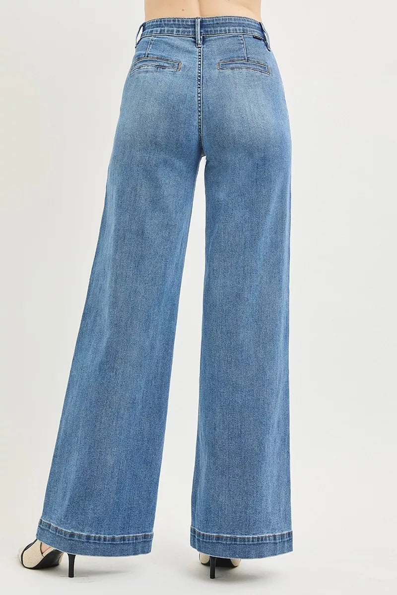 RISEN Tummy Control High Rise Wide Leg Jeans
