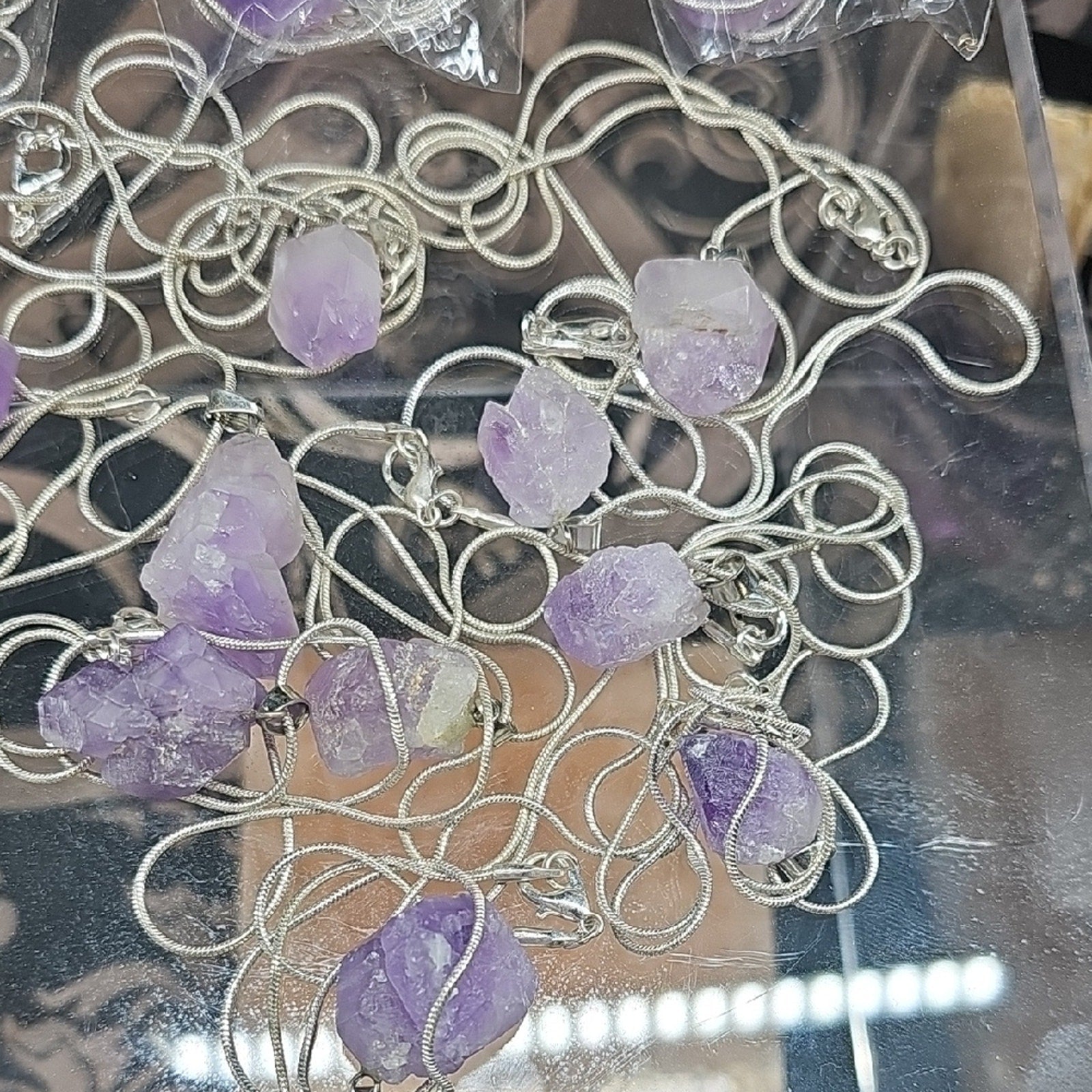 Purple Amethyst Pendant Necklace | Natural Stone & Silver Chain
