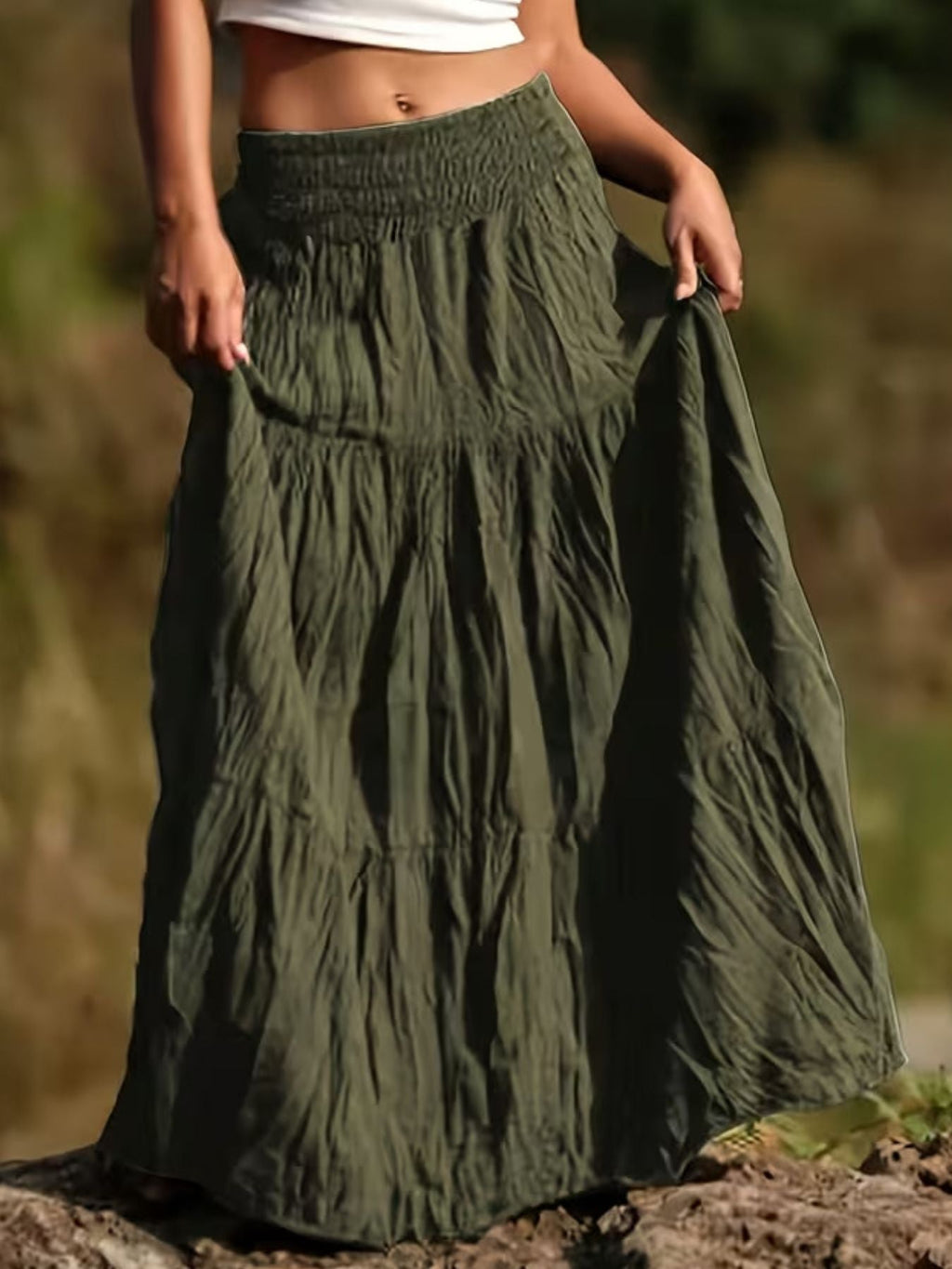 Ruched Tiered Maxi Skirt