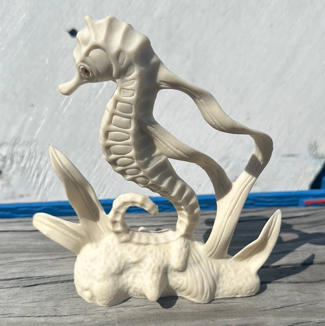 White Ceramic Seahorse Statue
