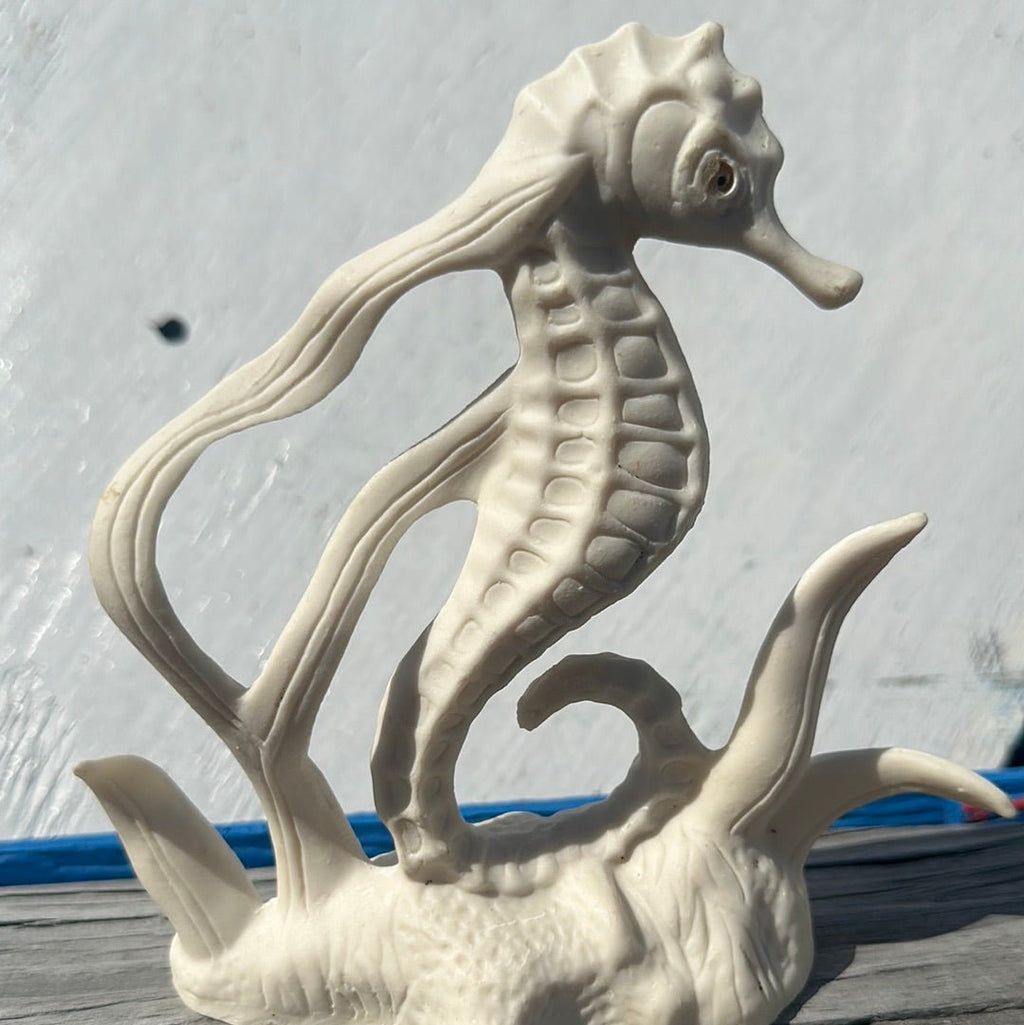 White Ceramic Seahorse Statue