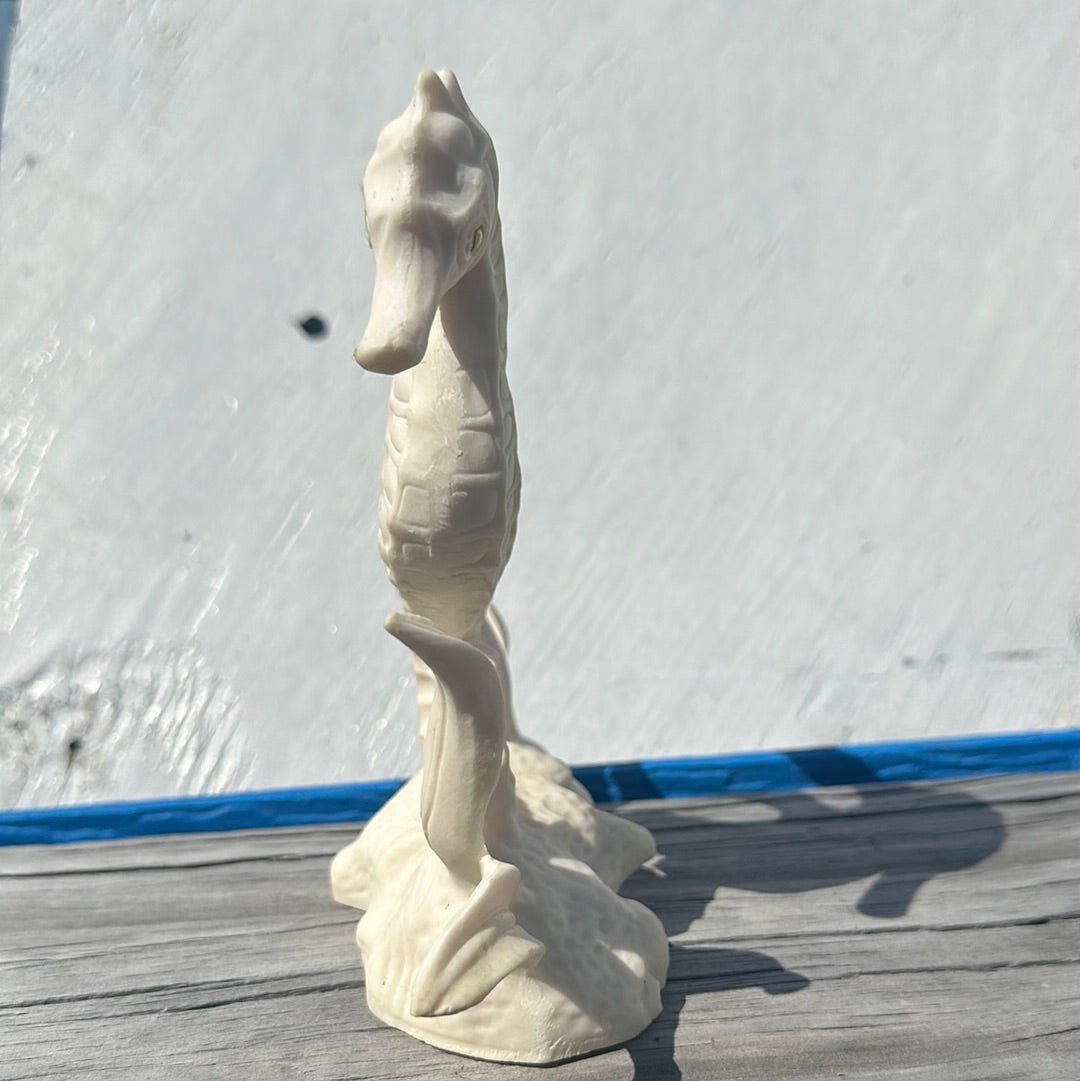 White Ceramic Seahorse Statue