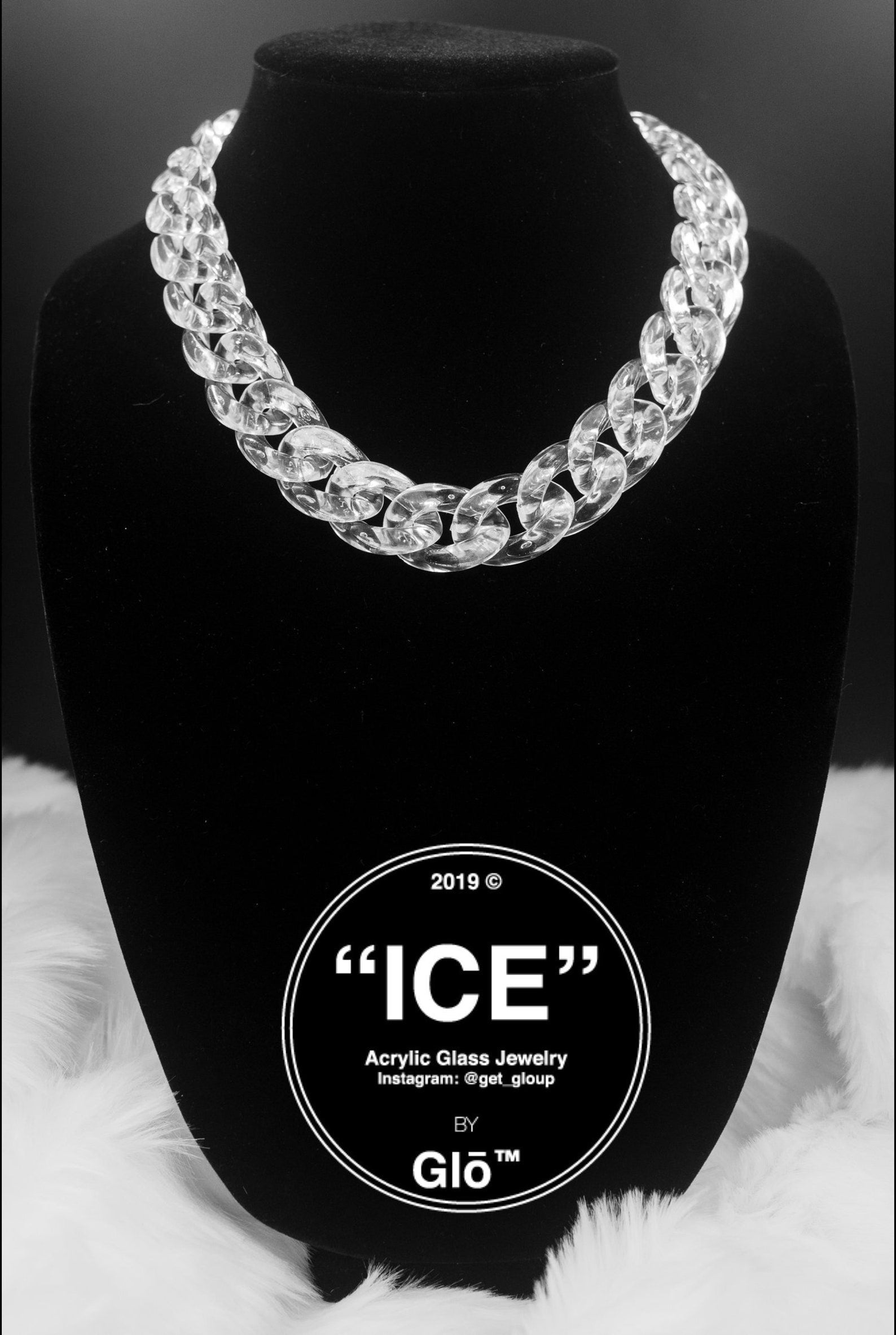 Clear Cuban Link Choker – Large Acrylic Glass Chain | Unisex, Handmade