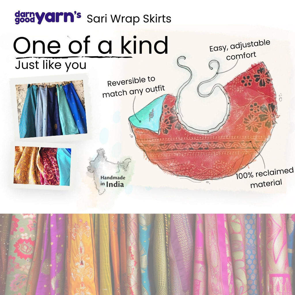 Knee-Length Mini Sari Wrap Skirts