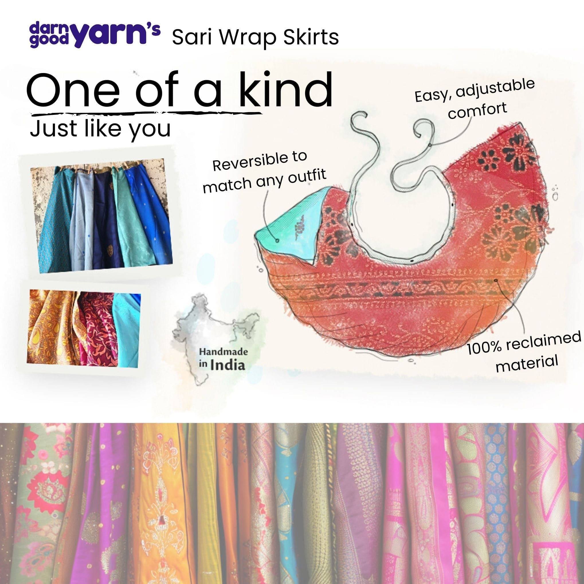 Knee-Length Mini Sari Wrap Skirts