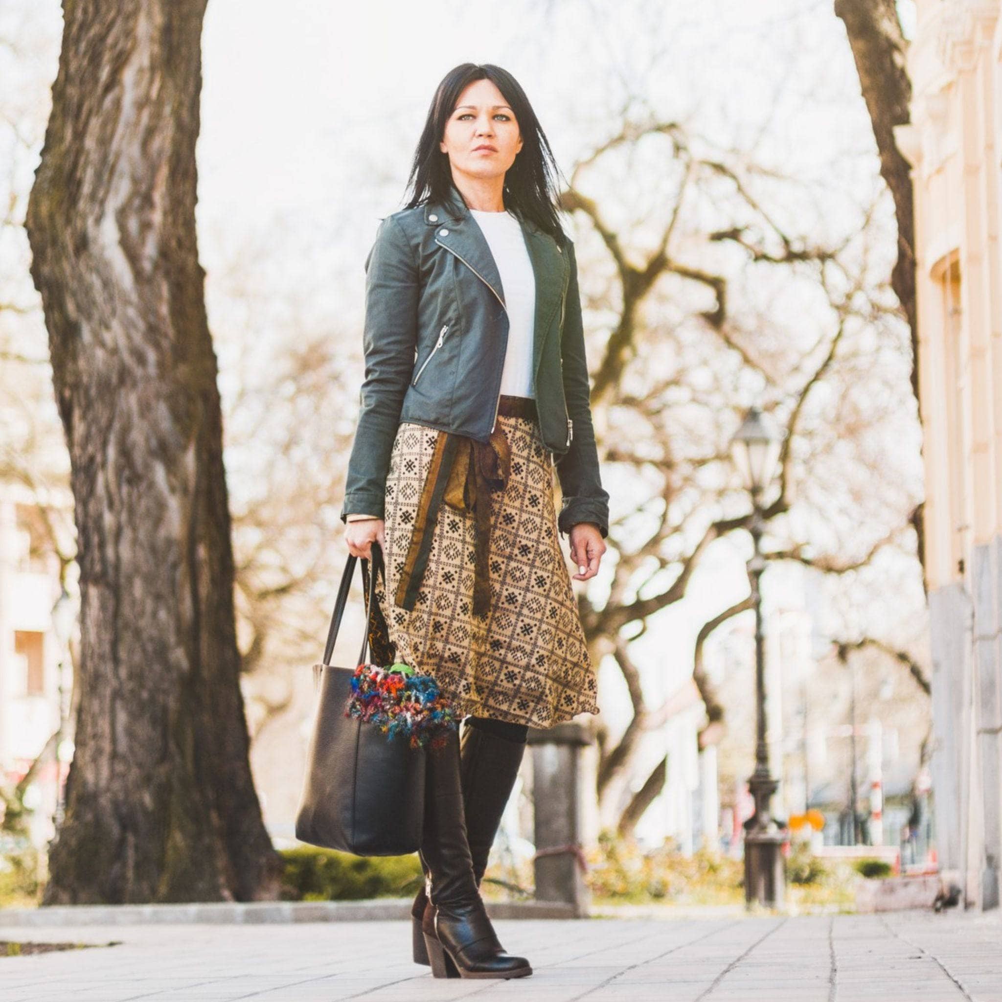 Knee-Length Mini Sari Wrap Skirts