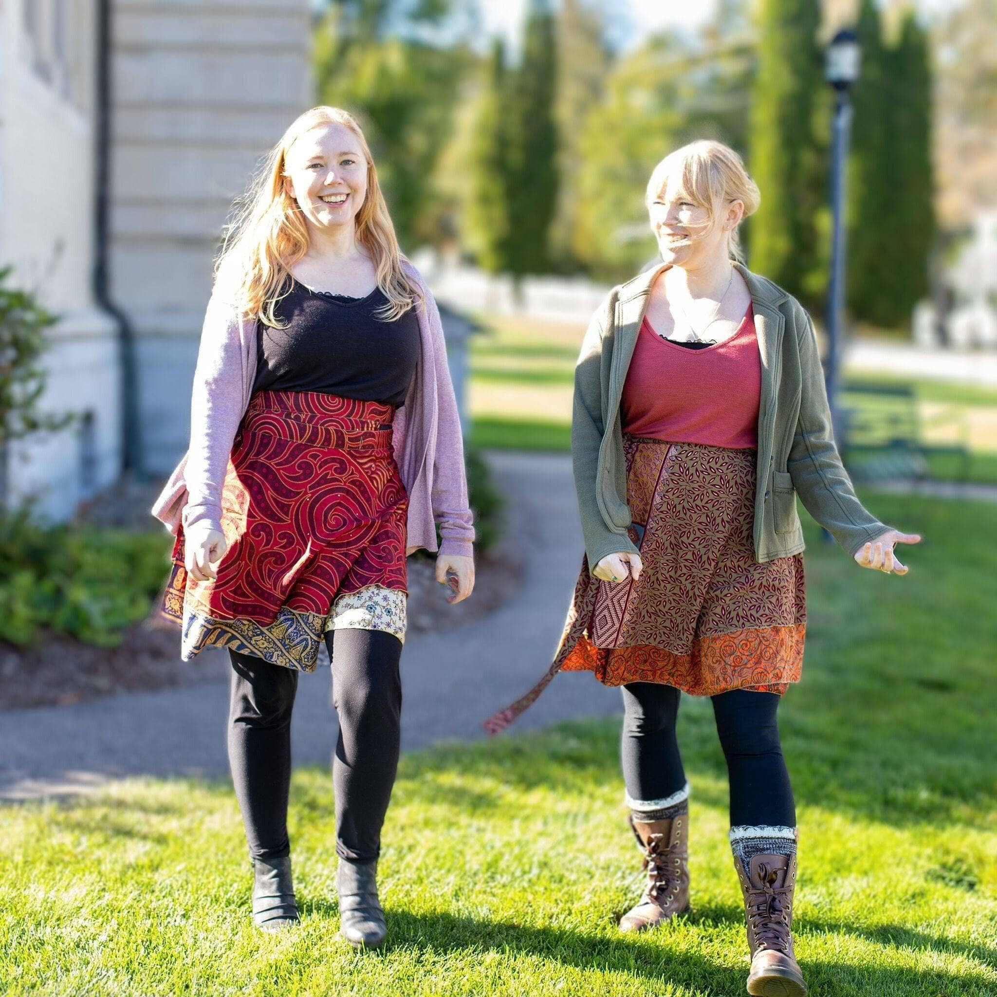 Knee-Length Mini Sari Wrap Skirts