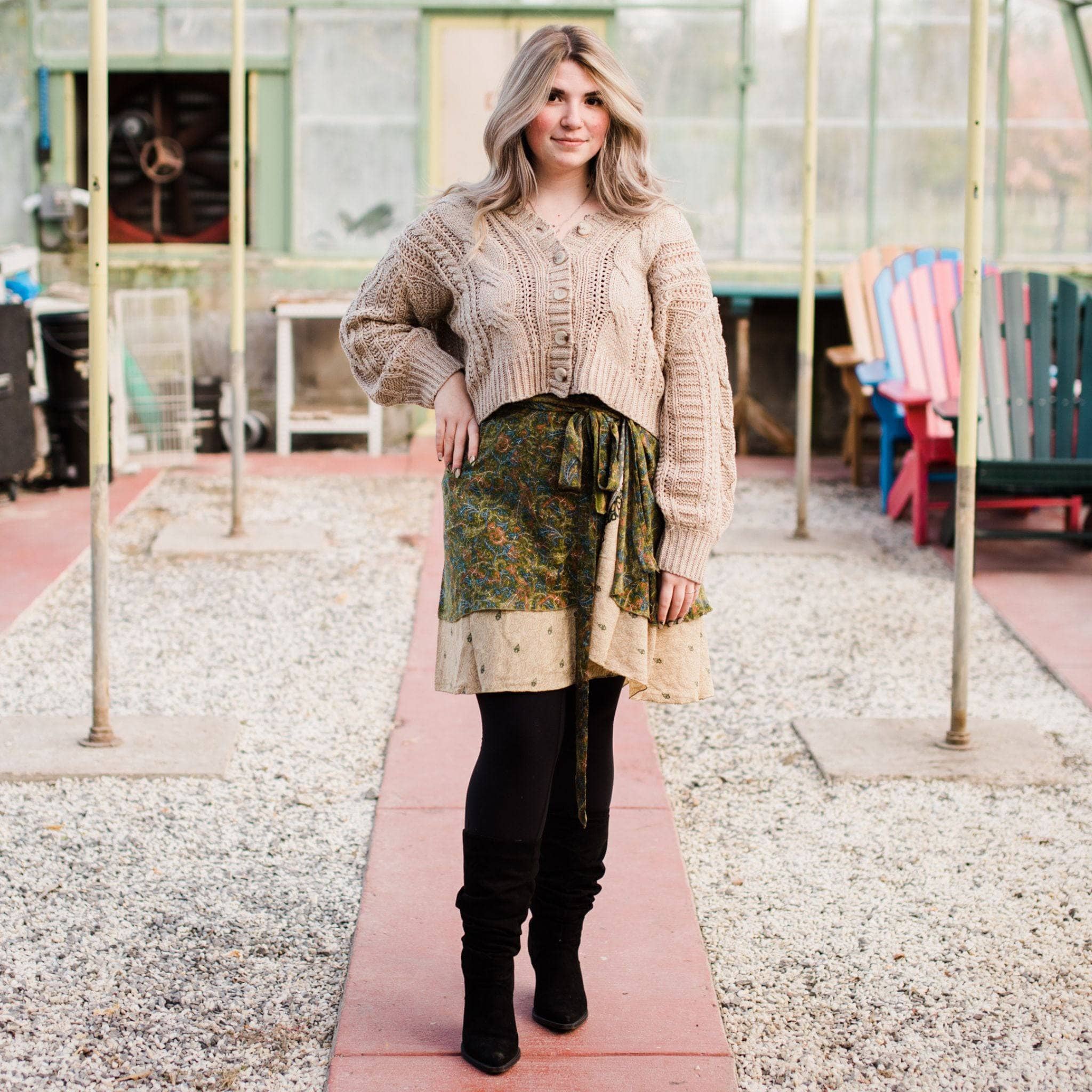 Knee-Length Mini Sari Wrap Skirts