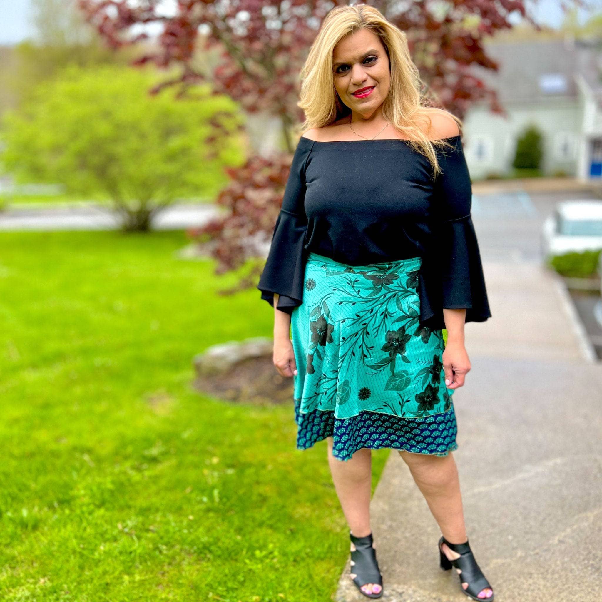 Knee-Length Mini Sari Wrap Skirts